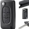 61Ymk1OSiEL._AC_UF894,1000_QL80_ Car Key Shell 3 Buttons 0536 HU83 Compatible with Citroen Berlingo Dispatch Peugeot Partner Expert Fiat Scudo Toyota ProAce Remote Control Key Case with Battery Holder and Slot