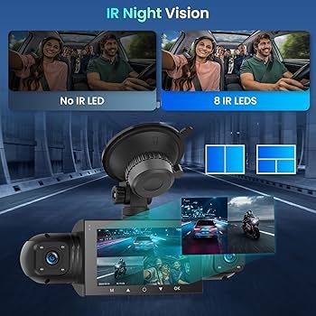 719Wdu36ytL._AC_UF350,350_QL80_ Hodozzy 360 Car Dashcam 4 Cameras Front Rear Interior Left Right 1080P 8 LEDs IR Night Vision