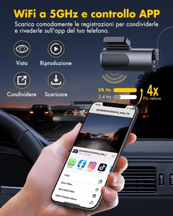 GKU 4K Dash Cam Front and Rear 5GHz WiFi Dashcam with 64GB SD Card Dual Car Camera Dash Cam with Parking Monitor