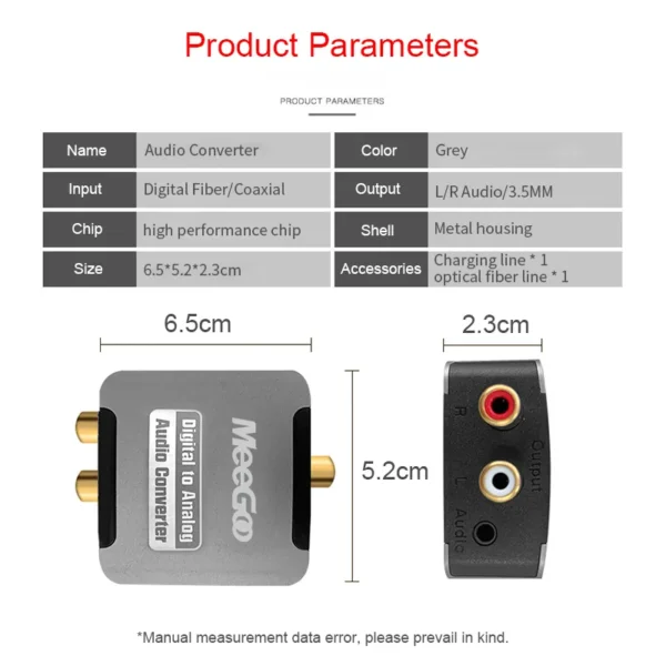 MeeGoo Digital to Analog Audio Converter for Audio Systems and Speakers